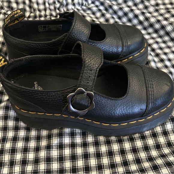 Dr. Martens Other - Black Kids Shoes with Flower Buckle